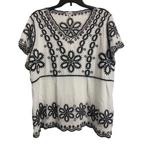 Kindred  Anthropologie‎ Boho Embroidered Beach Lightweight Coastal Blouse 3X